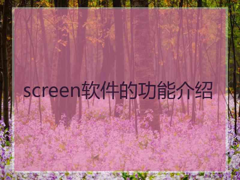 screen软件的功能介绍