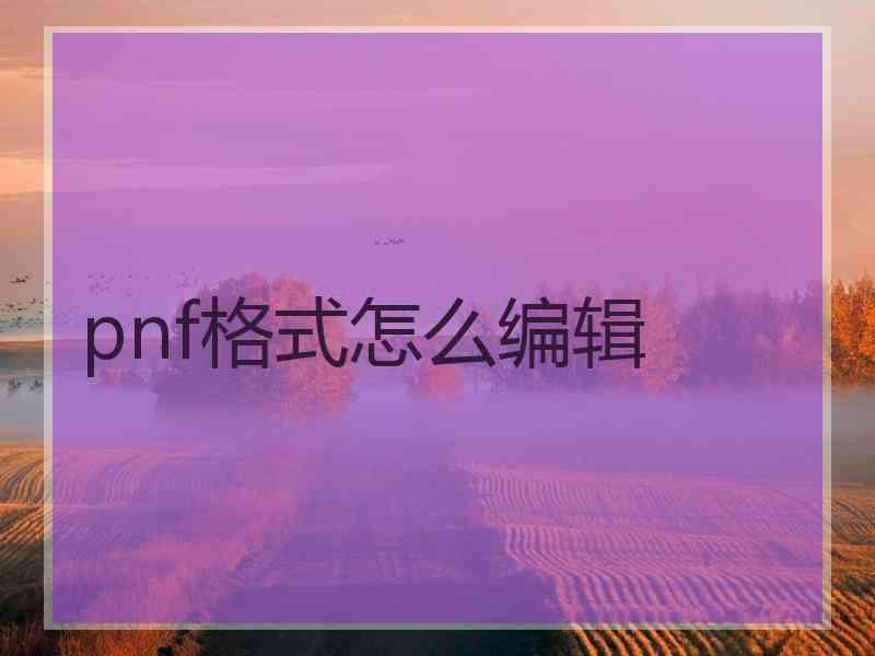 pnf格式怎么编辑