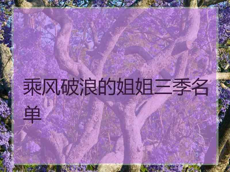 乘风破浪的姐姐三季名单