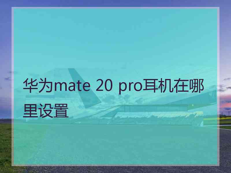 华为mate 20 pro耳机在哪里设置