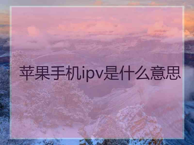 苹果手机ipv是什么意思