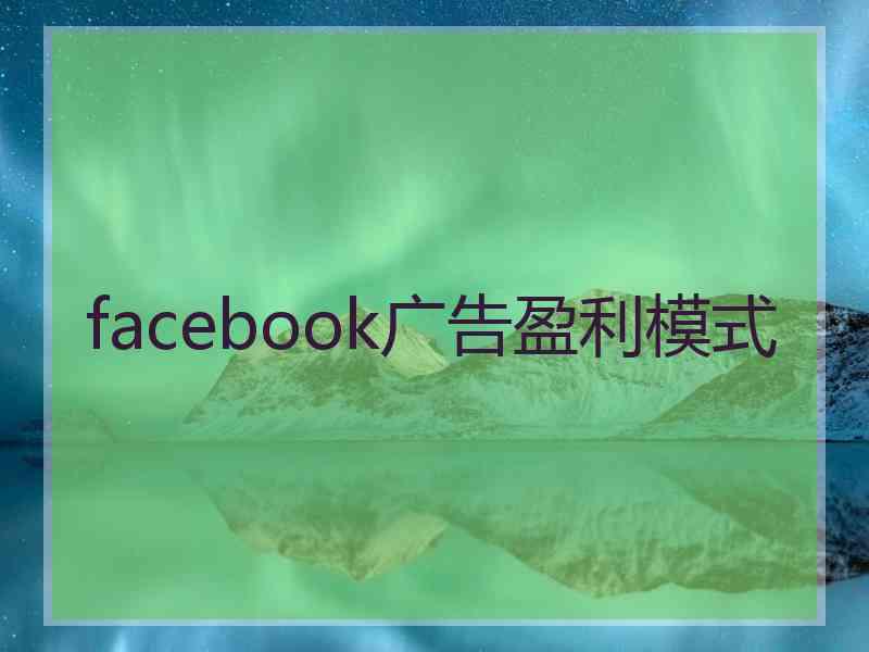 facebook广告盈利模式