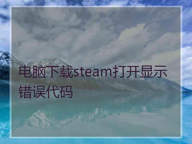 电脑下载steam打开显示错误代码