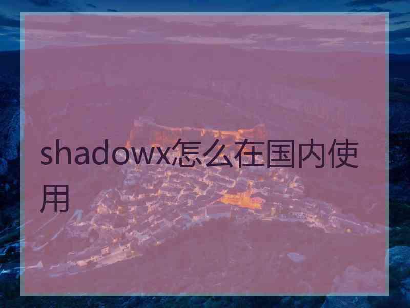 shadowx怎么在国内使用