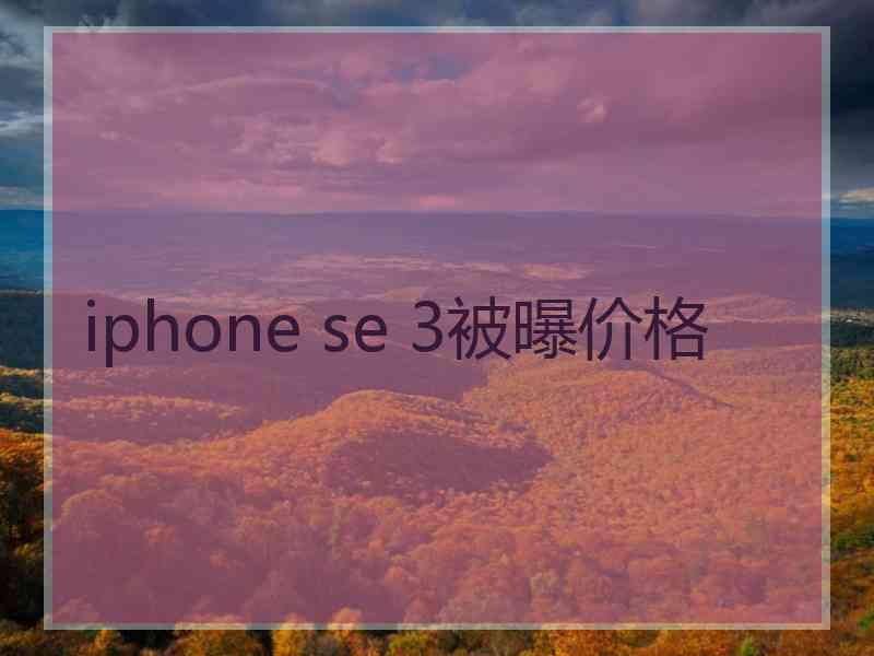 iphone se 3被曝价格