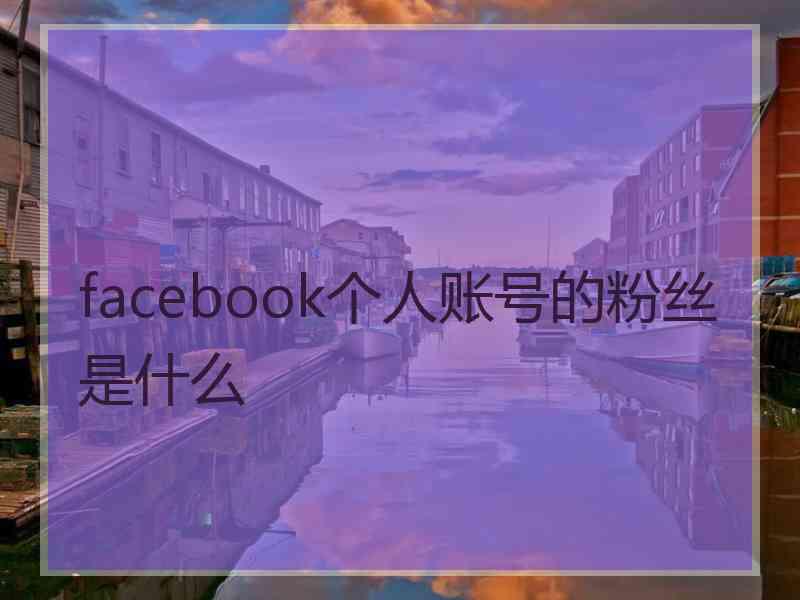 facebook个人账号的粉丝是什么