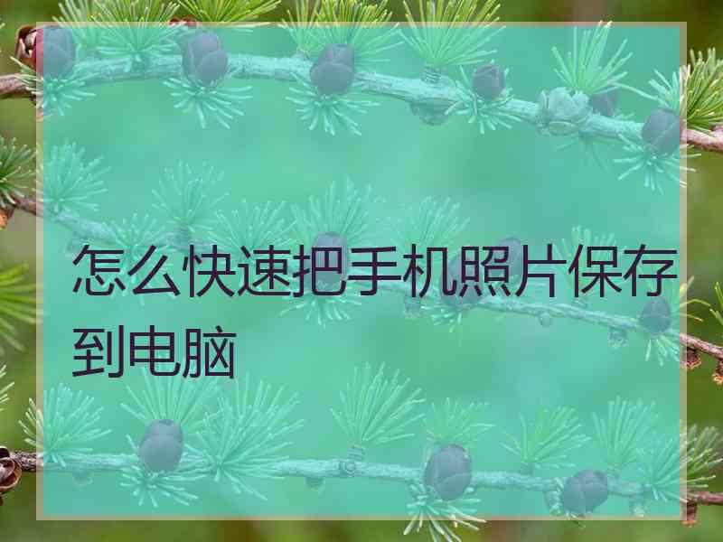 怎么快速把手机照片保存到电脑