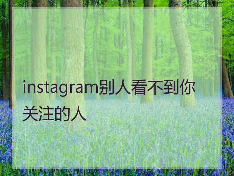 instagram别人看不到你关注的人