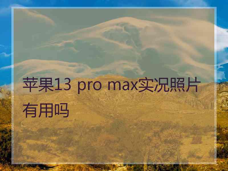 苹果13 pro max实况照片有用吗