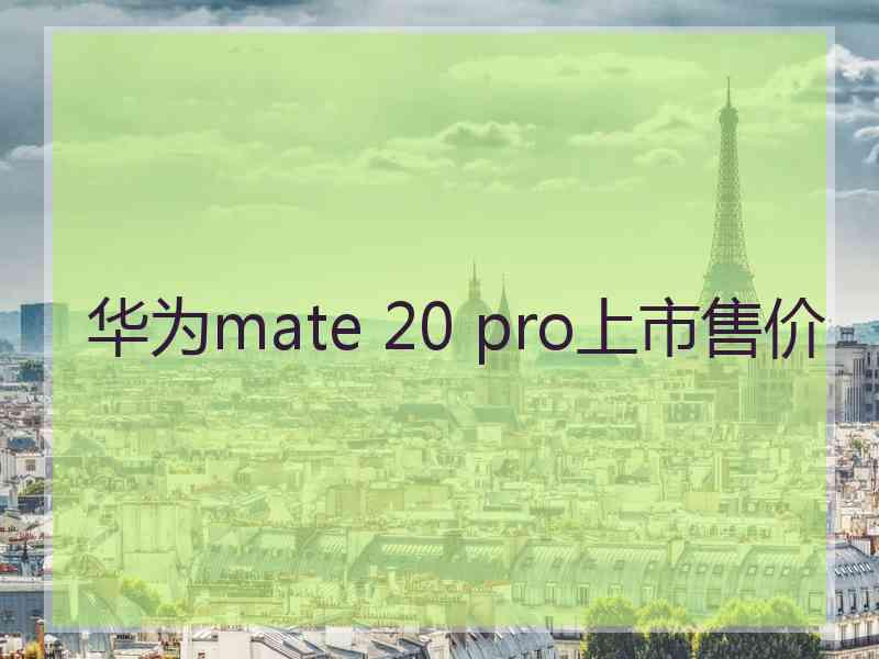 华为mate 20 pro上市售价