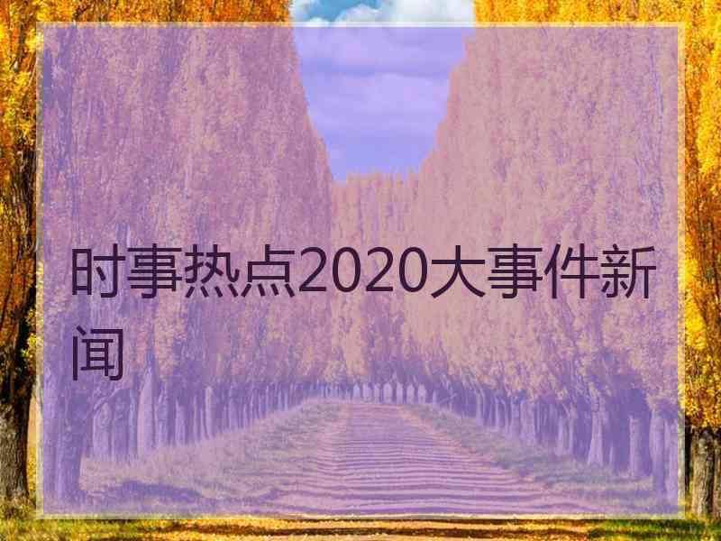 时事热点2020大事件新闻