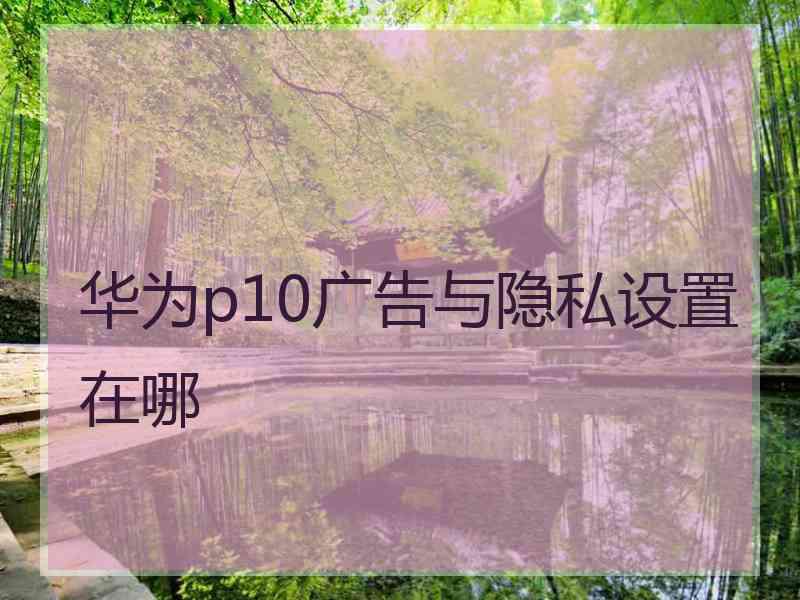 华为p10广告与隐私设置在哪