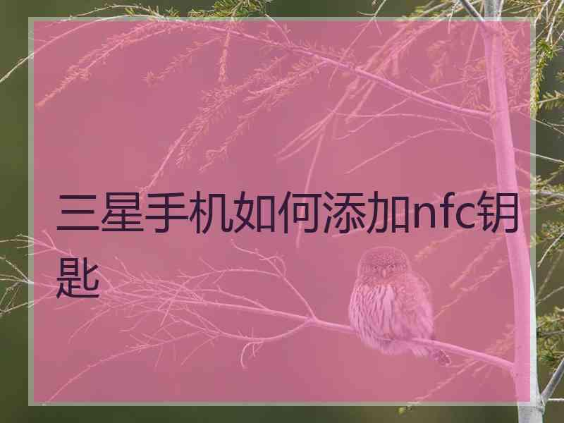 三星手机如何添加nfc钥匙