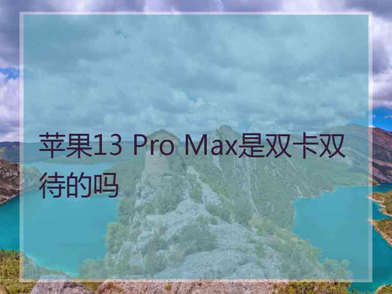 苹果13 Pro Max是双卡双待的吗