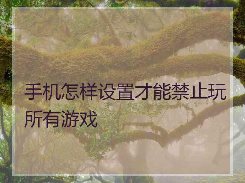 手机怎样设置才能禁止玩所有游戏