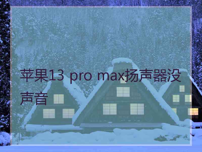 苹果13 pro max扬声器没声音