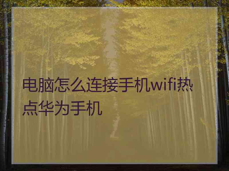 电脑怎么连接手机wifi热点华为手机