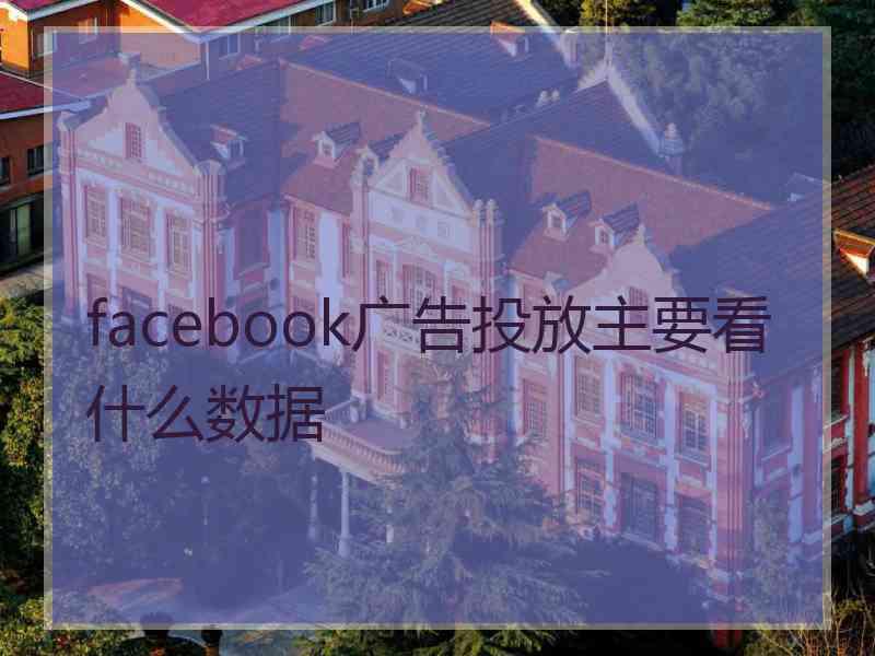 facebook广告投放主要看什么数据