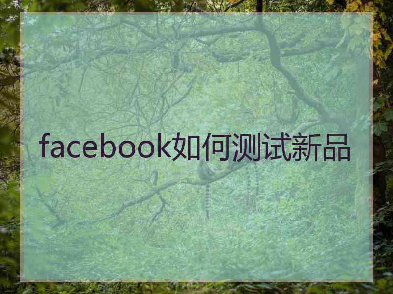 facebook如何测试新品