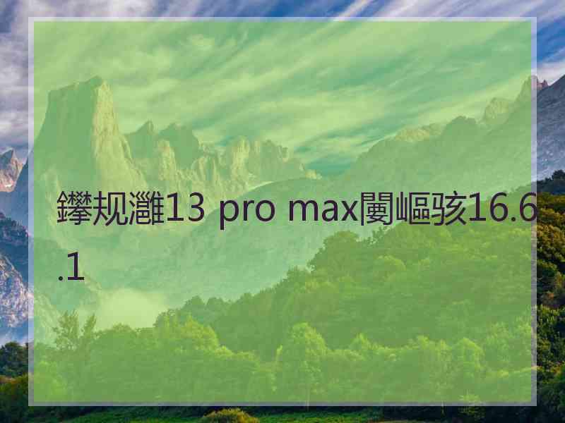 鑻规灉13 pro max闄嶇骇16.6.1