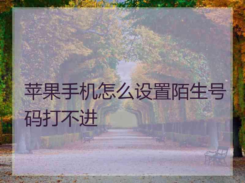 苹果手机怎么设置陌生号码打不进