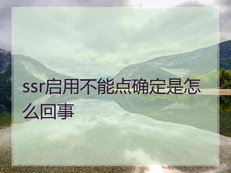 ssr启用不能点确定是怎么回事