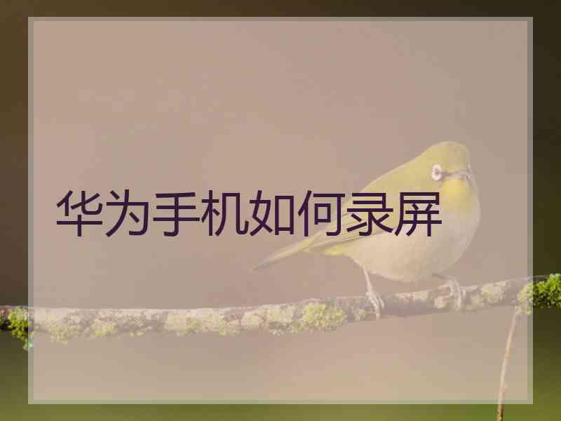 华为手机如何录屏