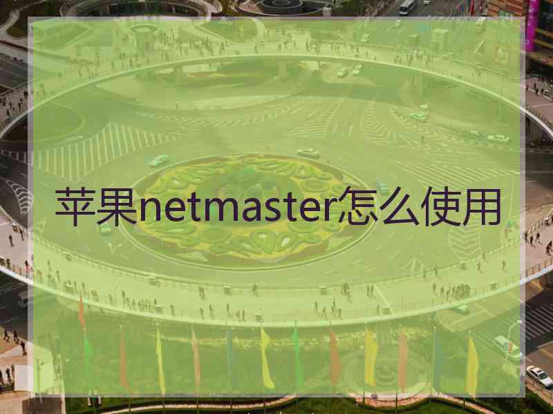 苹果netmaster怎么使用