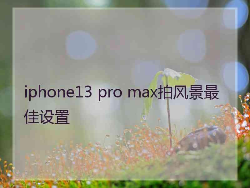 iphone13 pro max拍风景最佳设置